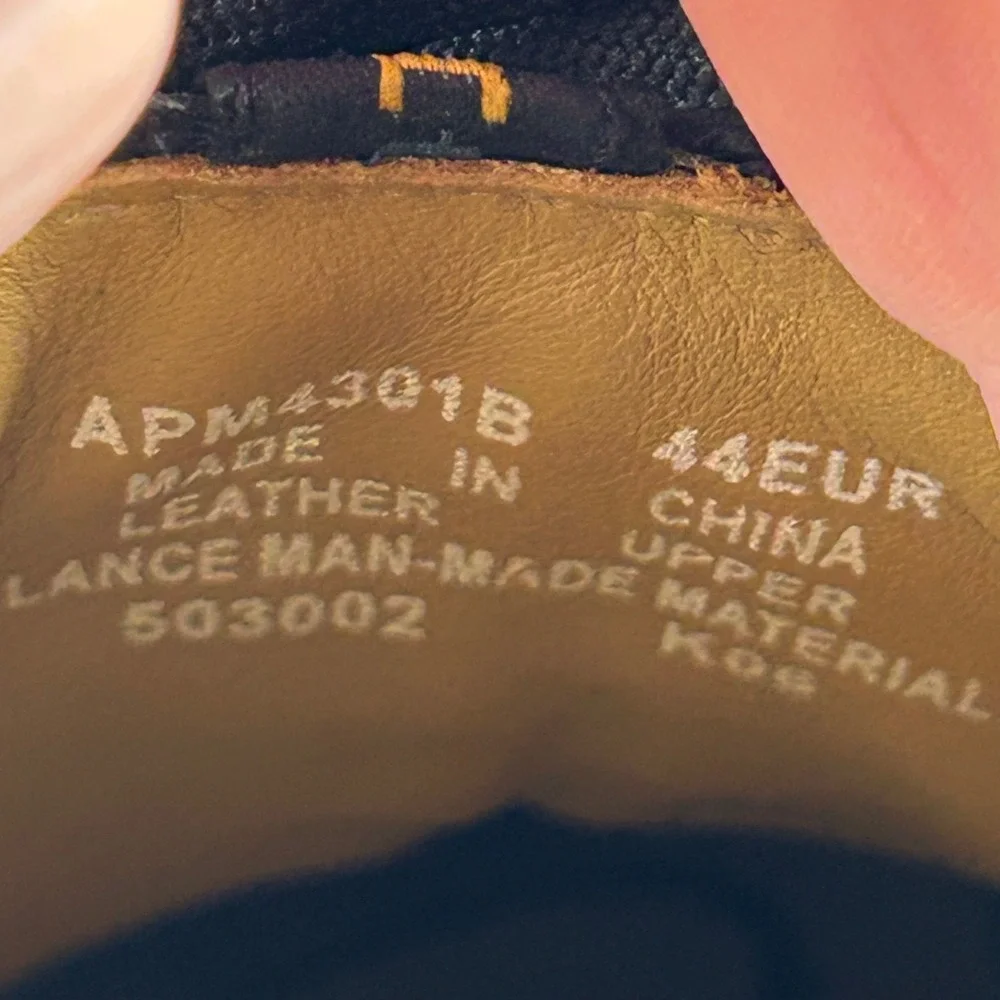 I.Travel Black Brown Leather Sneakers Mens 44EU Low Top Lace Up APM4301B